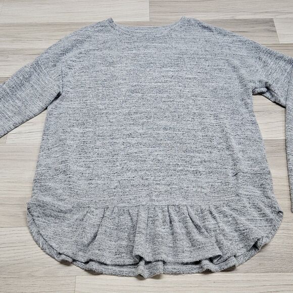 BANANA REPUBLIC Womens Gray Longsleeve Ruffle Soft Stretch Shirt Size Medium - Picture 2 of 5
